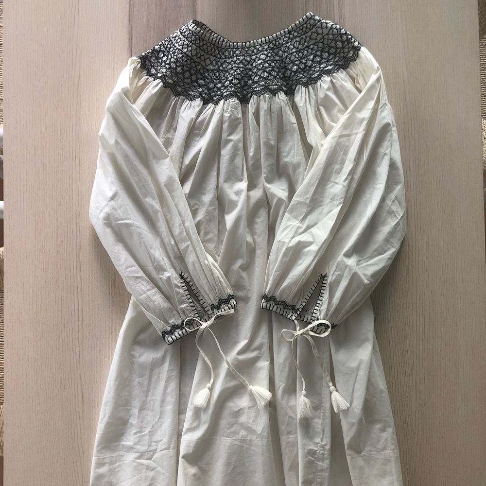 Dôen Theda Organic Cotton Mini Dress Cream XS New NWT